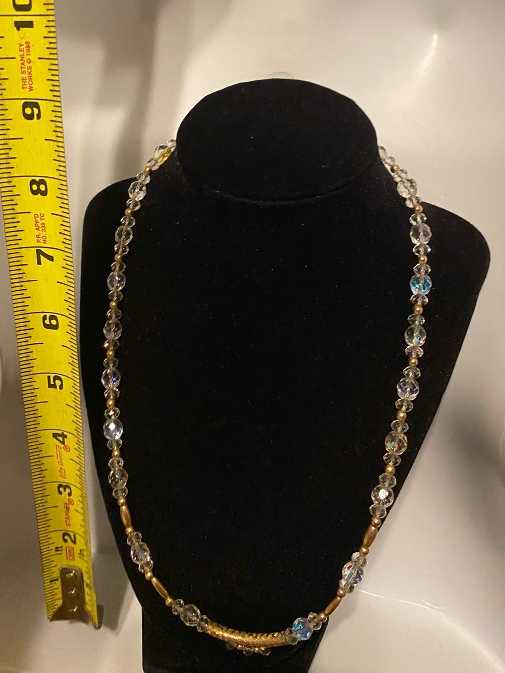 Vintage 1950s 1/20 12 kt Gold Filled Austrian Cut Crystal Bead Necklace MCM